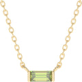 Peridot 18k Gold Minimalist Rectangle Crystal Pendant for Women