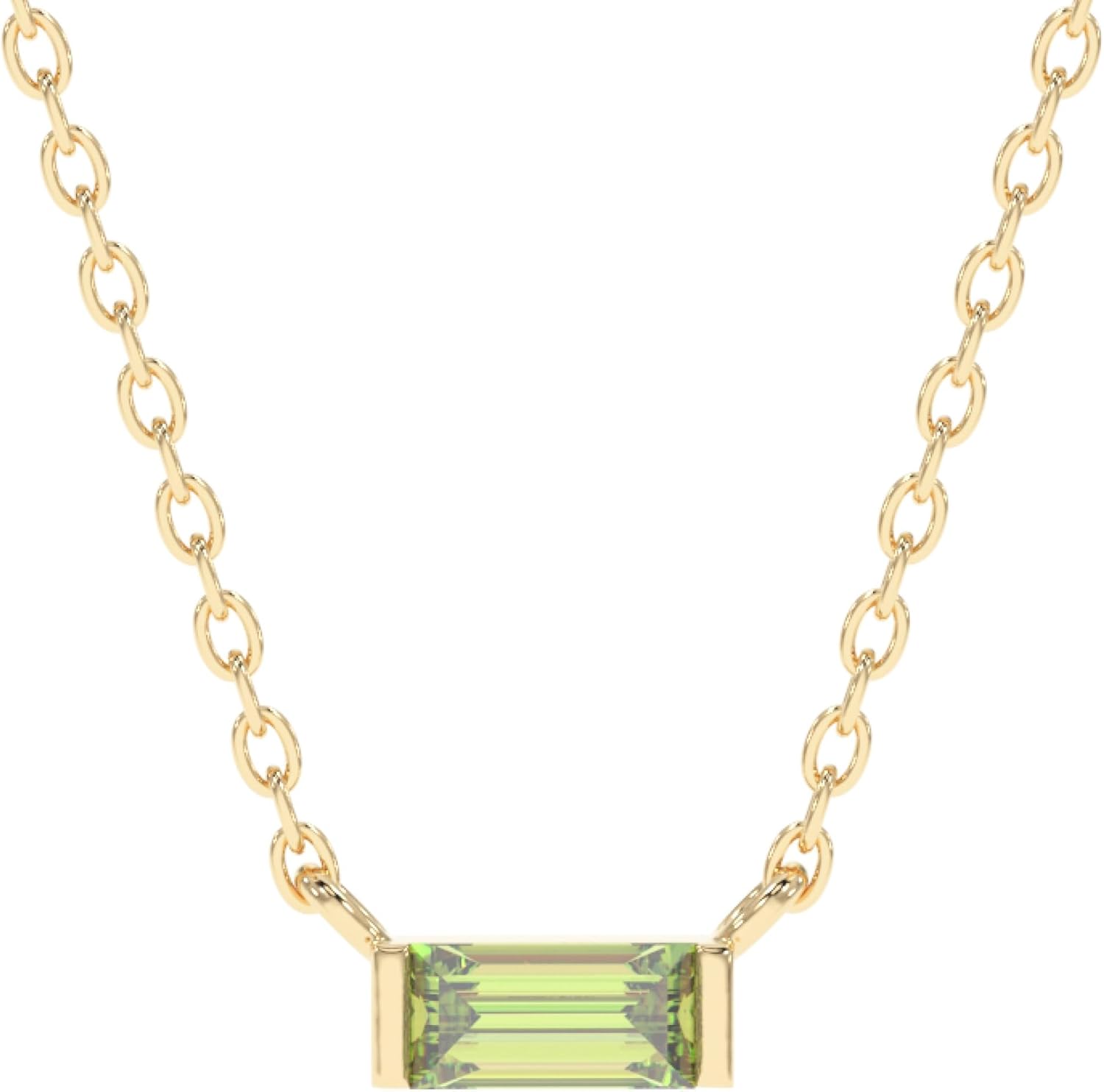 18k Gold Minimalist Rectangle Crystal Birthstone Pendant Necklace