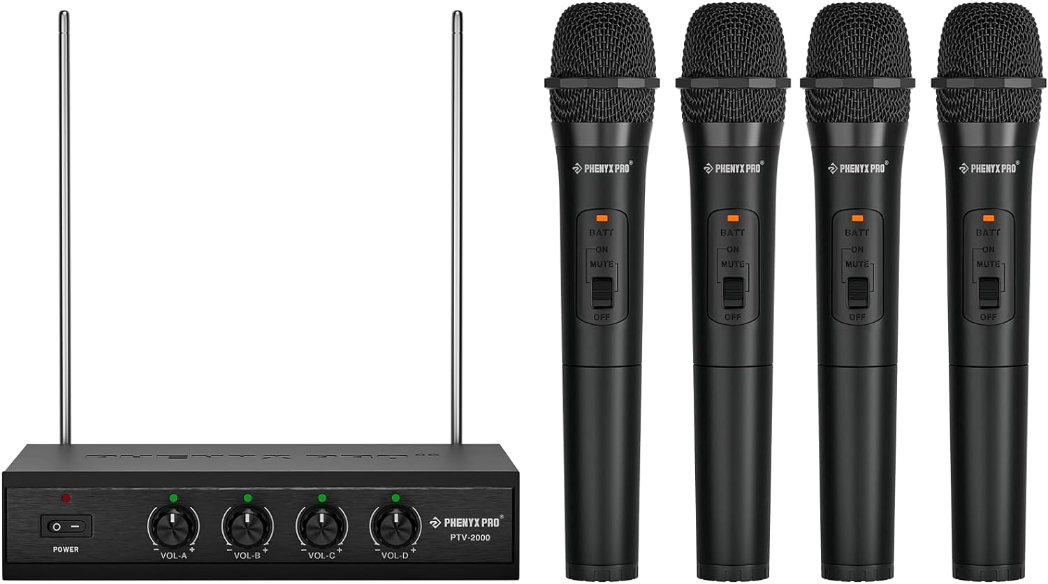 Phenyx Pro 4-Channel Wireless Mic System: Long Range for Dynamic Performances