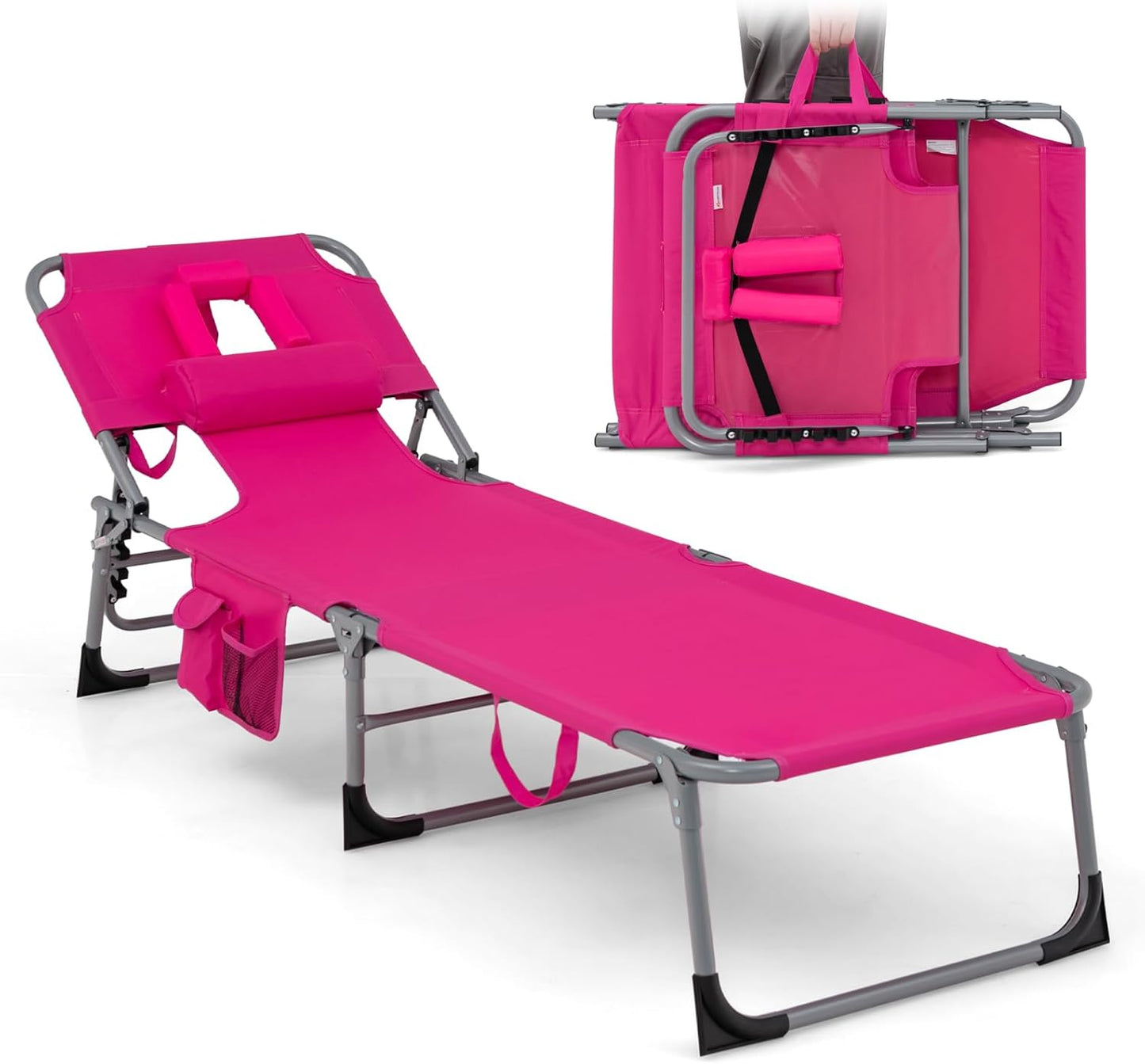 Goplus Folding Tanning Chair: Face Hole, Adjustable, Portable