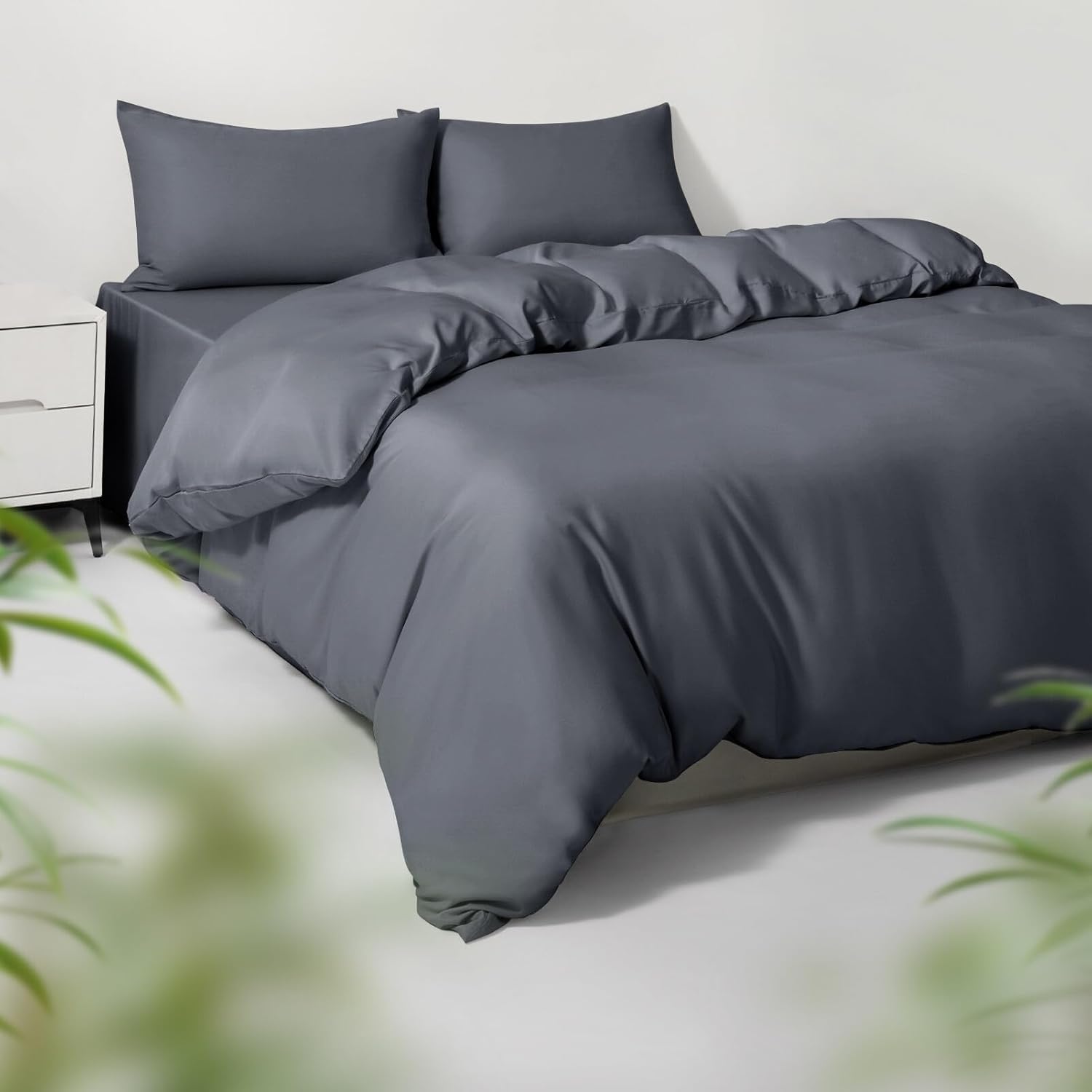 Full/Queen Duvet Cover Set with Silky Soft Bamboo Viscose