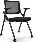 Foldable Office Chair with PU Wheels and Smooth Armrest - Ergonomic