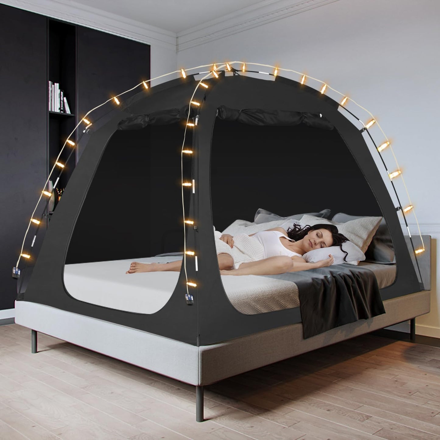 EighteenTek Full Bed Tent: Portable 90% Blackout Canopy