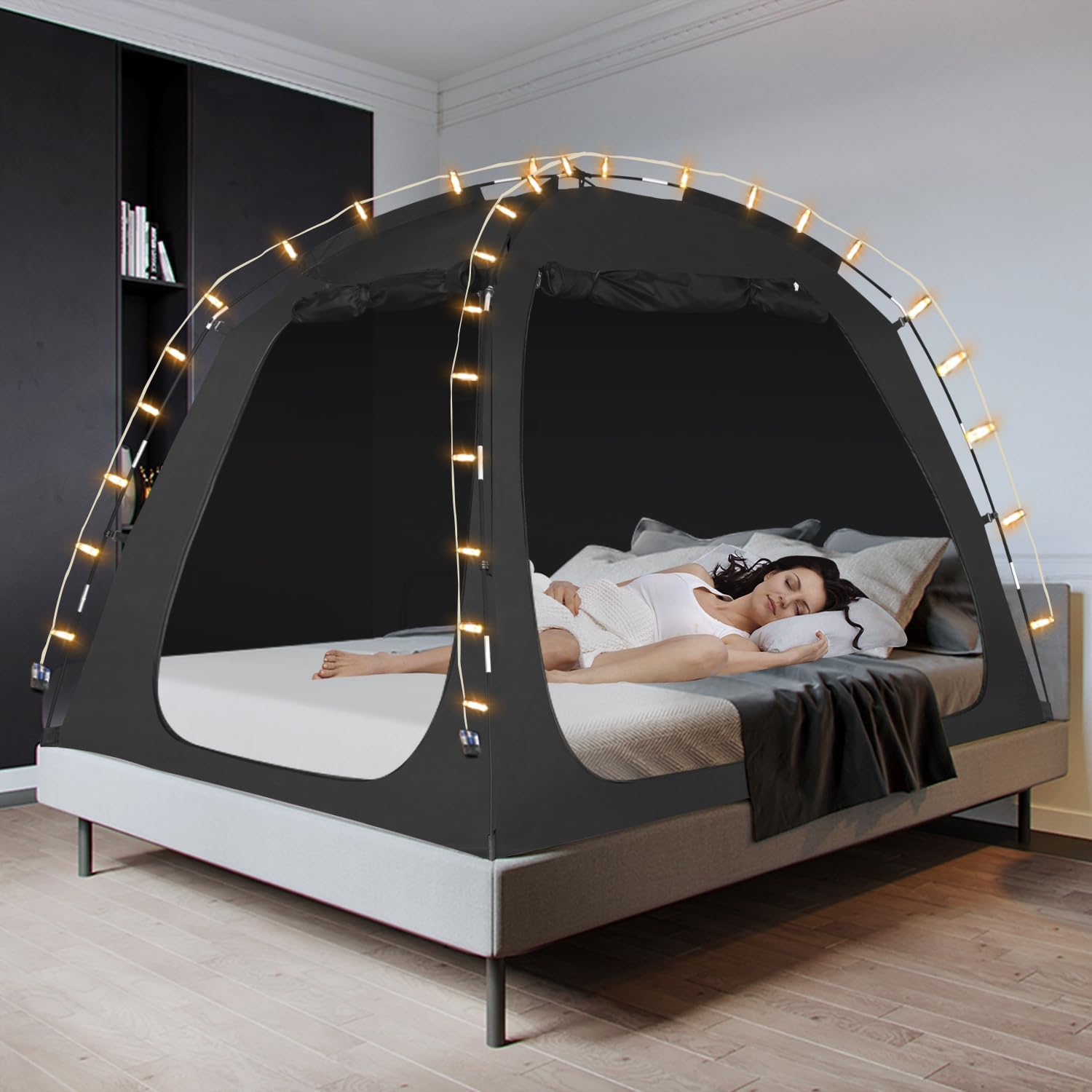 EighteenTek Full Bed Tent: Portable 90% Blackout Canopy