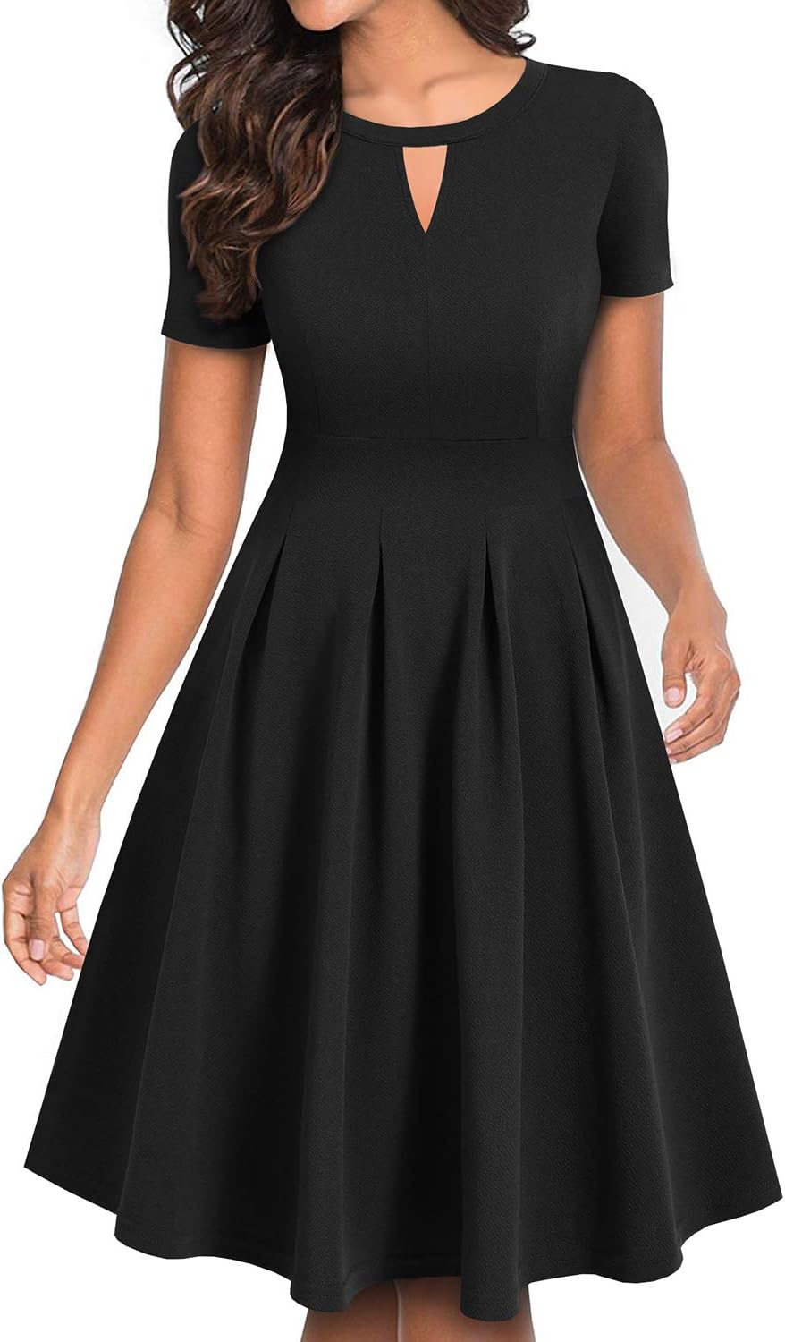 YATHON Women's Vintage Floral Flared A-Line Swing Dress with Pockets