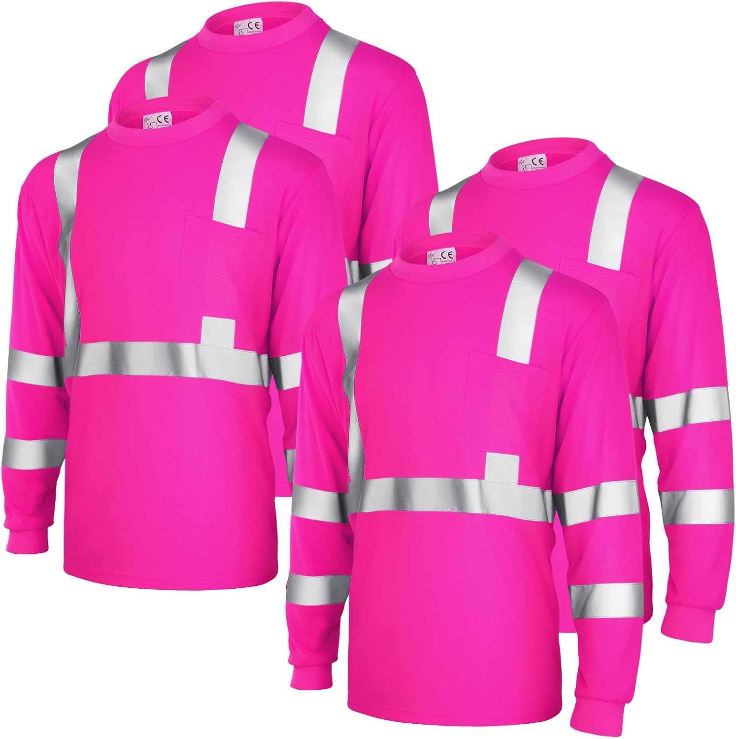High Visibility Long Sleeve Safety Shirts for Women - 4 Pcs Set