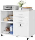 Wood File Cabinet 3 Drawer Mobile Lateral Filing Cabinet - Compact