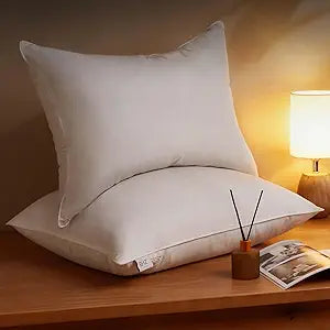 BHZ Goose Feather Down Pillows Queen Size Set of 2 for Comfort