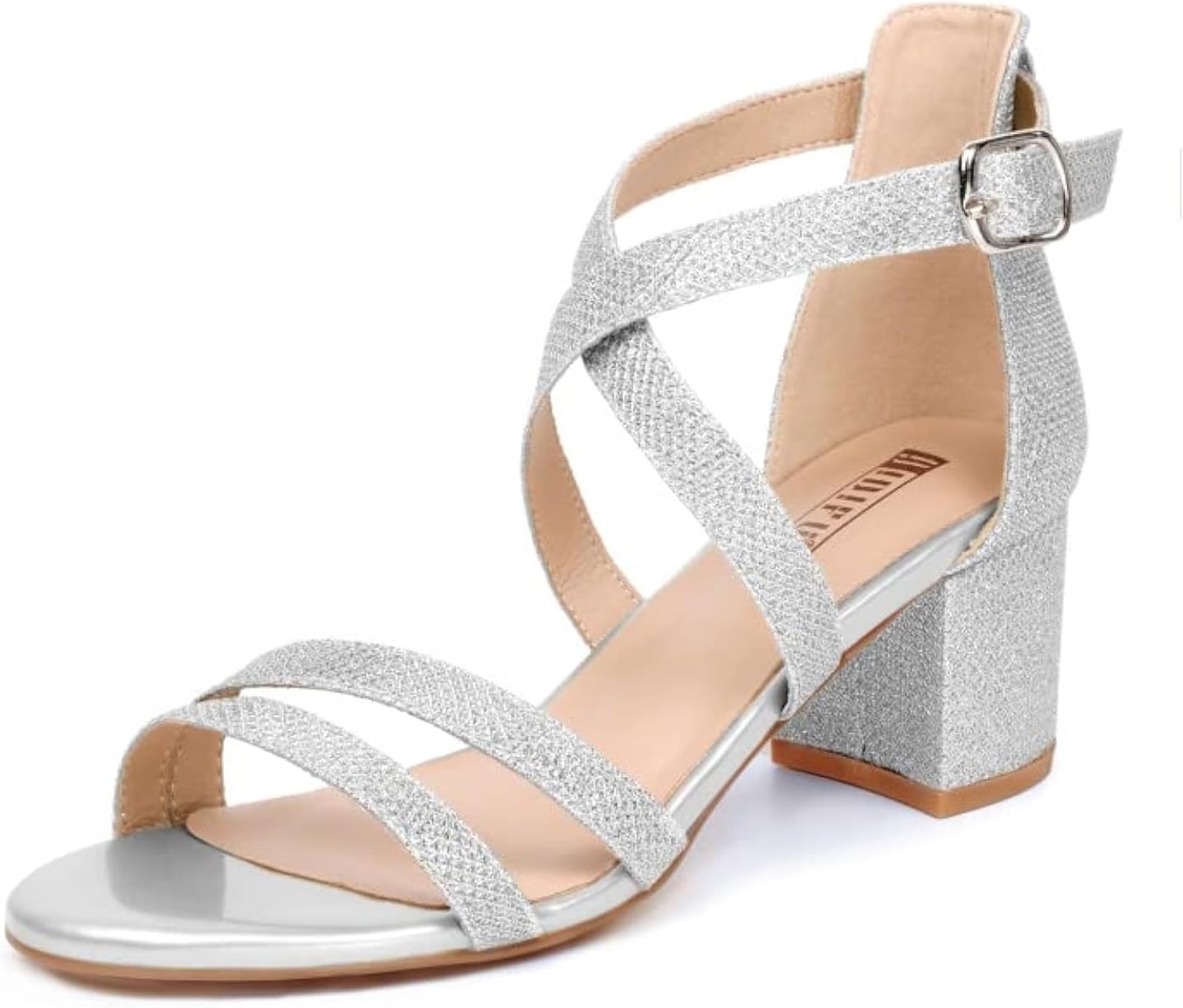 IDIFU Women's Block Low Chunky Heel Strappy Sandals for Weddings
