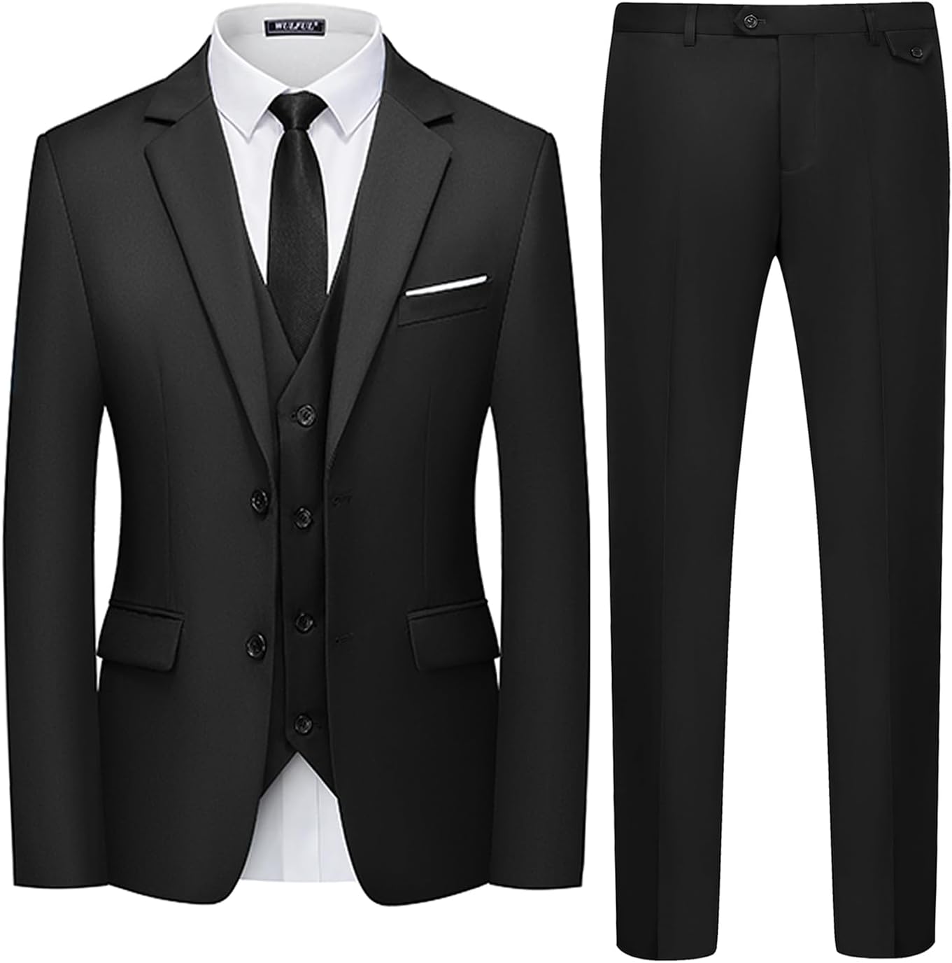 WULFUL Men's 3 Piece Slim Fit Suit Set for Weddings and Parties