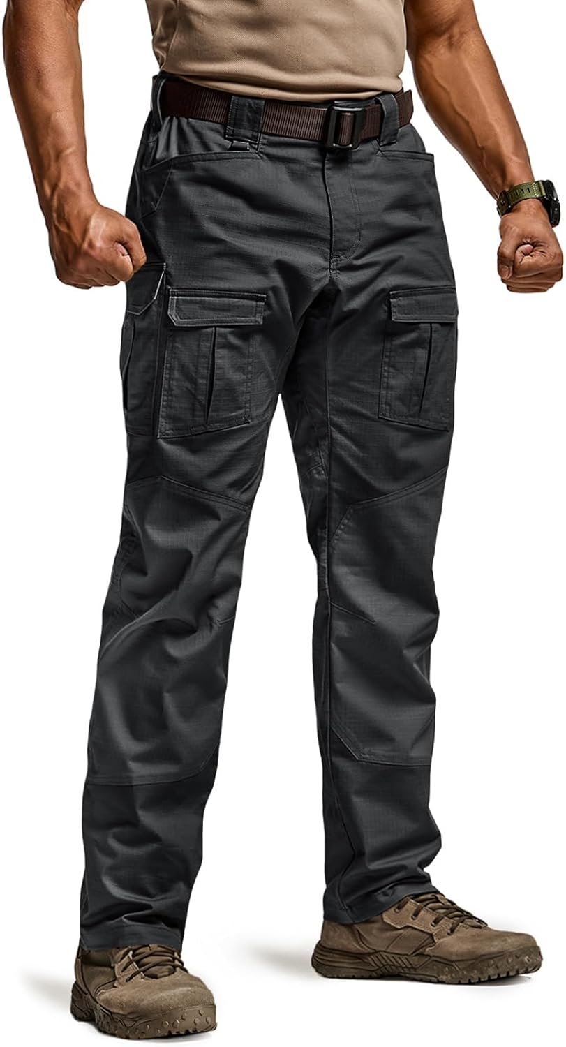 CQR Men's Flex Ripstop Tactical Pants for Outdoor Activities