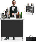 VINGLI Portable Bar Table 3-Tier Shelves - Foldable Mobile Bar