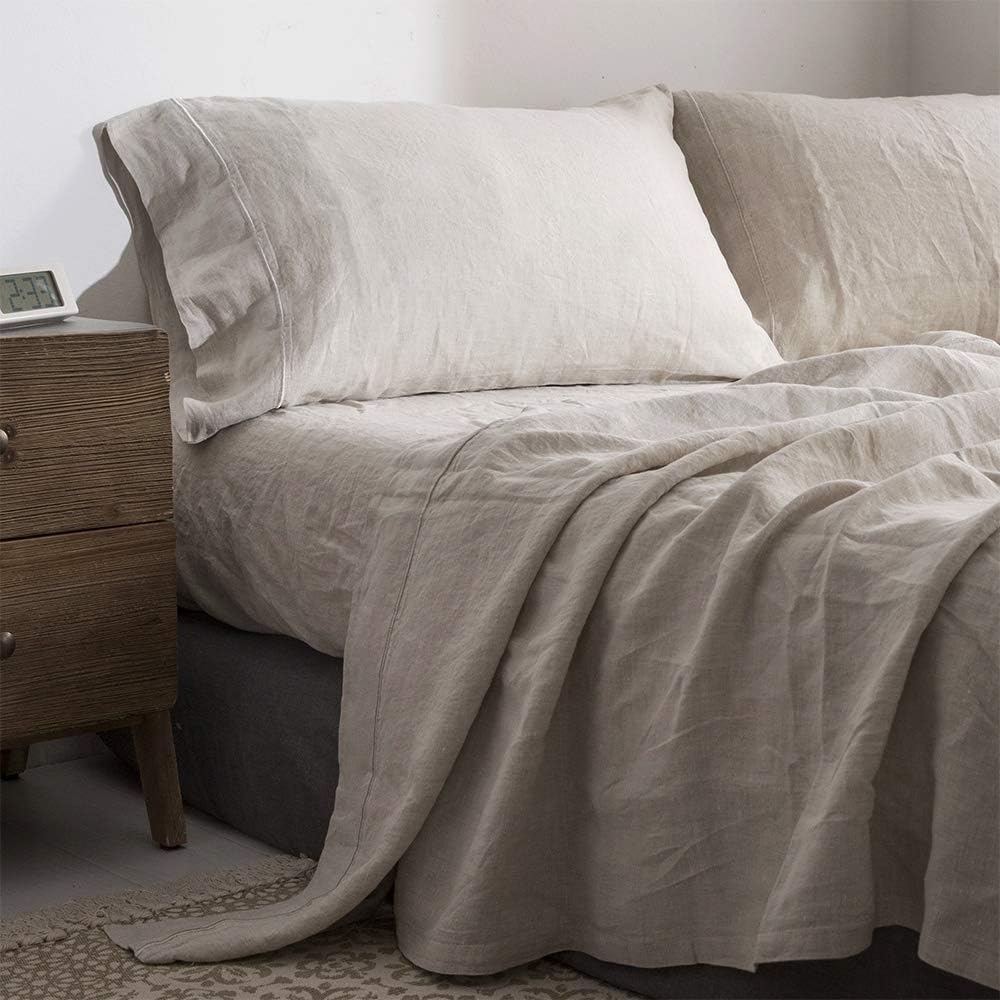 100% Pure Linen Sheet Set Full Size for Cozy Farmhouse Bedding