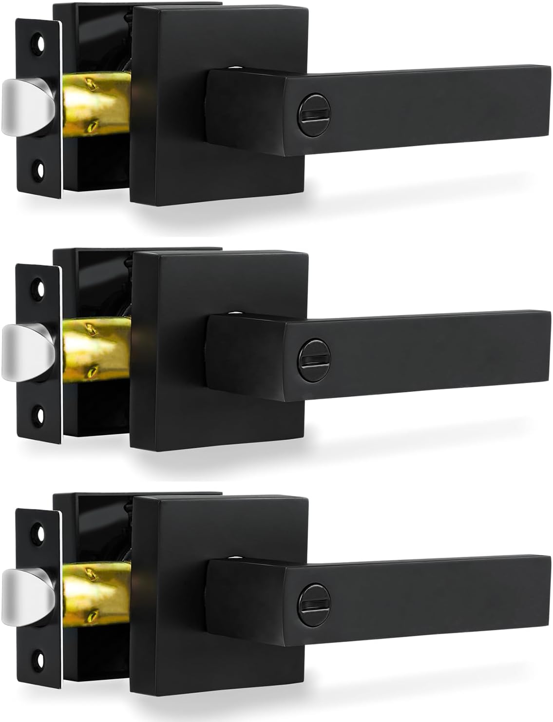 Privacy Door Levers 3 Pack Matte Black Heavy Duty Locks