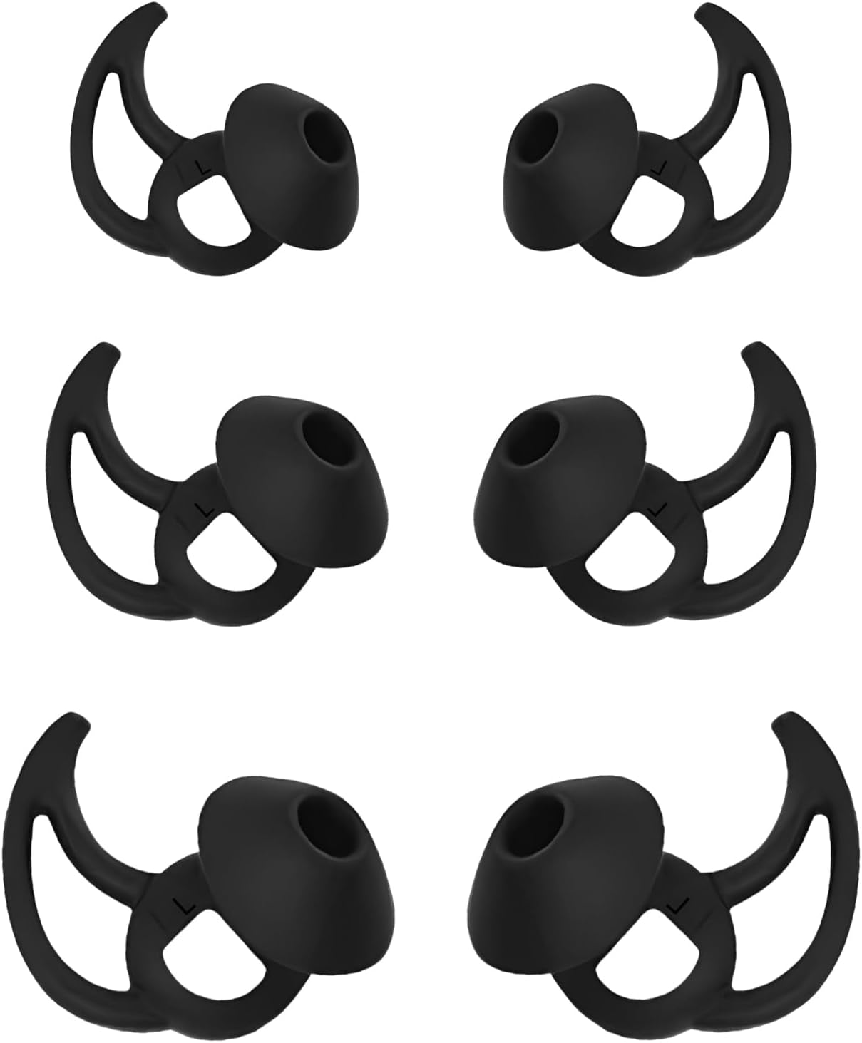 Silicone Earbud Tips for Bose - 3 Pairs Black