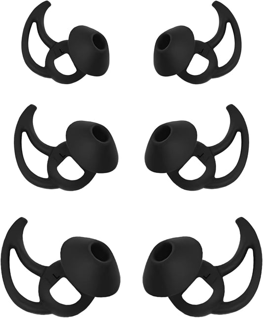 Silicone Earbud Tips for Bose - 3 Pairs Black