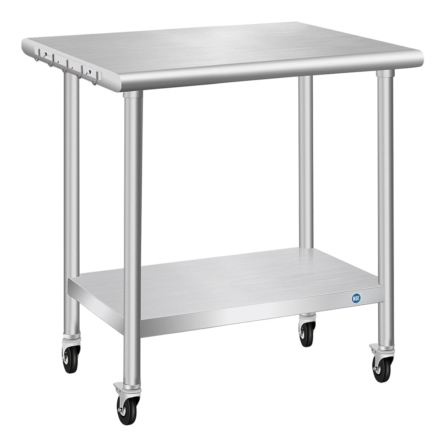 Stainless Steel Table with Wheels for Home Kitchen and Restaurant