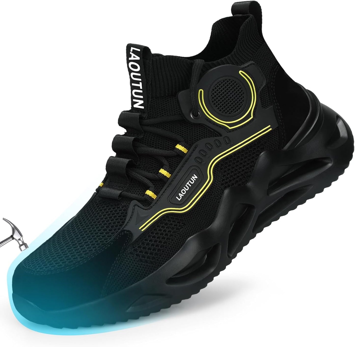LAoutun Steel Toe Shoes for Men Women Comfortable Work Sneakers