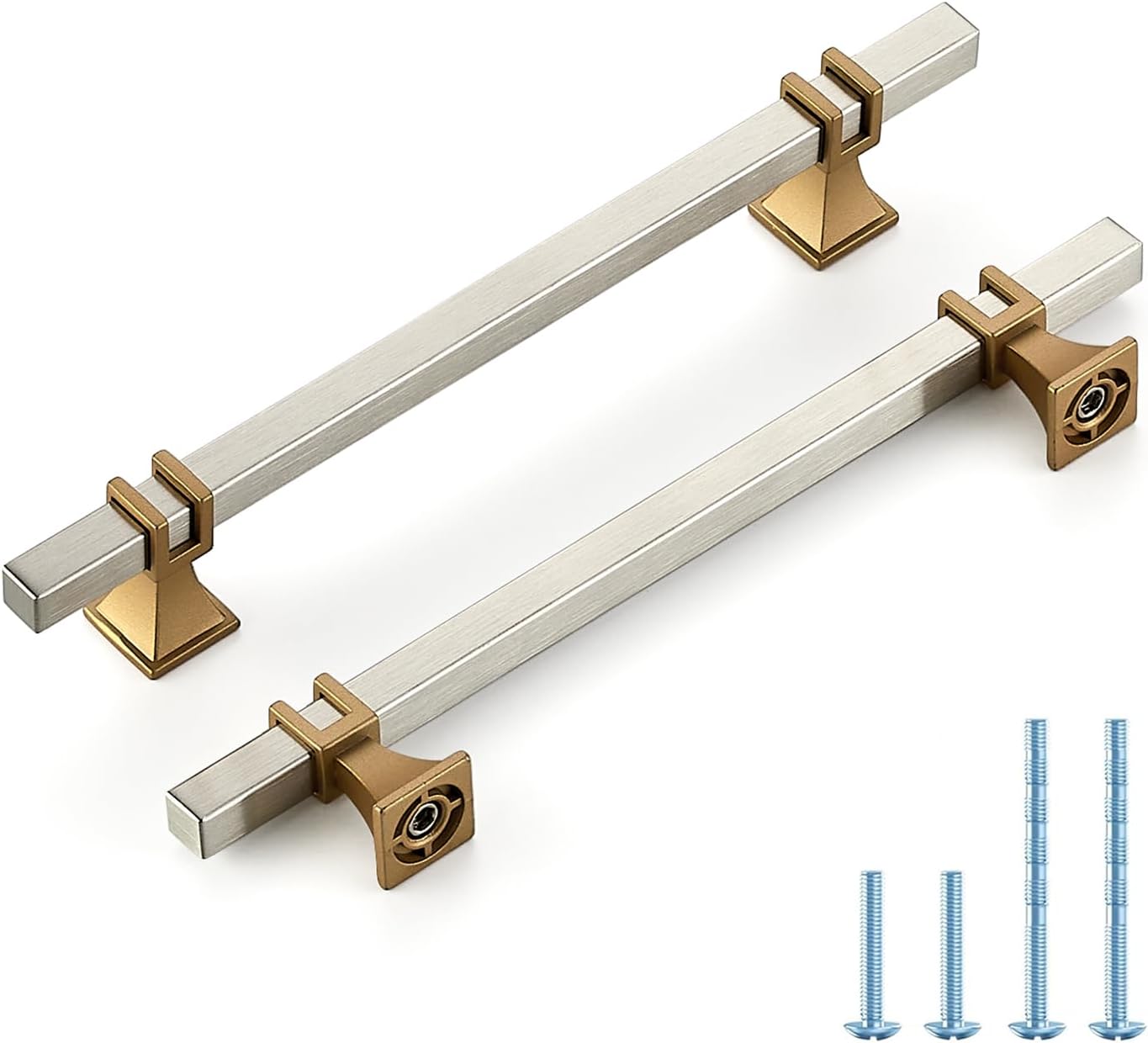 10 Pack 6-1/4 inch Brushed Nickel and Gold Cabinet Handles