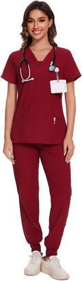 COZYFIT Scrubs for Women V-Neck Top & Cargo Pants Set (Style LQPQ)