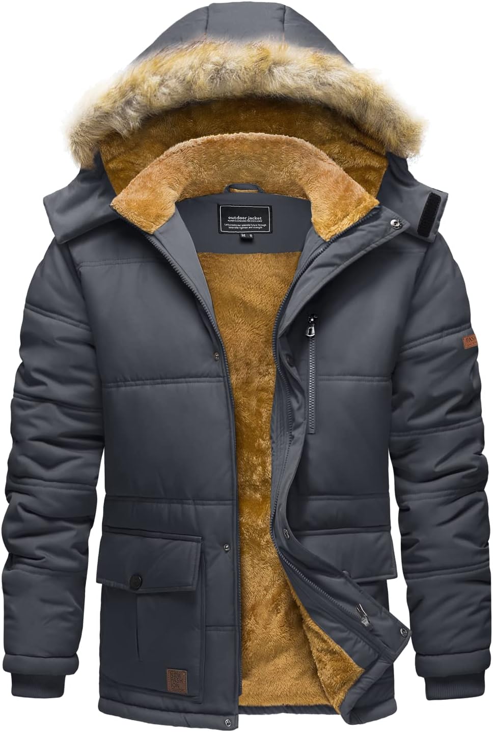 TACVASEN Men's Winter Jacket with Hood for Cold Weather Comfort