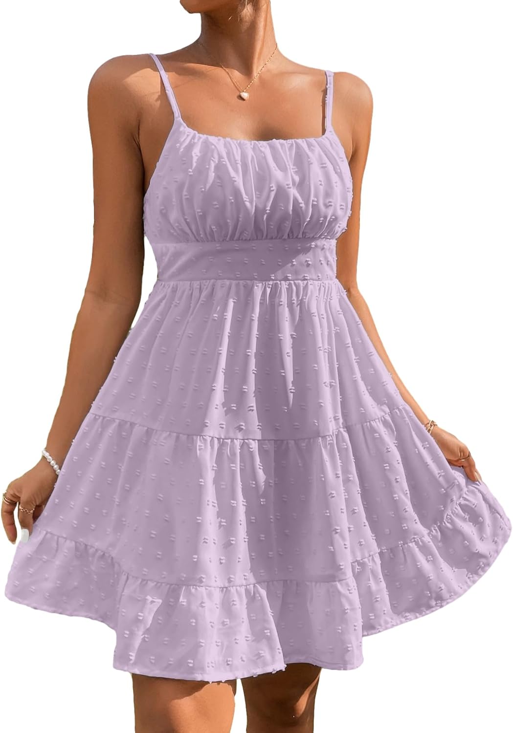 Floerns Women's Swiss Dots Sleeveless Cami Short Dress Review