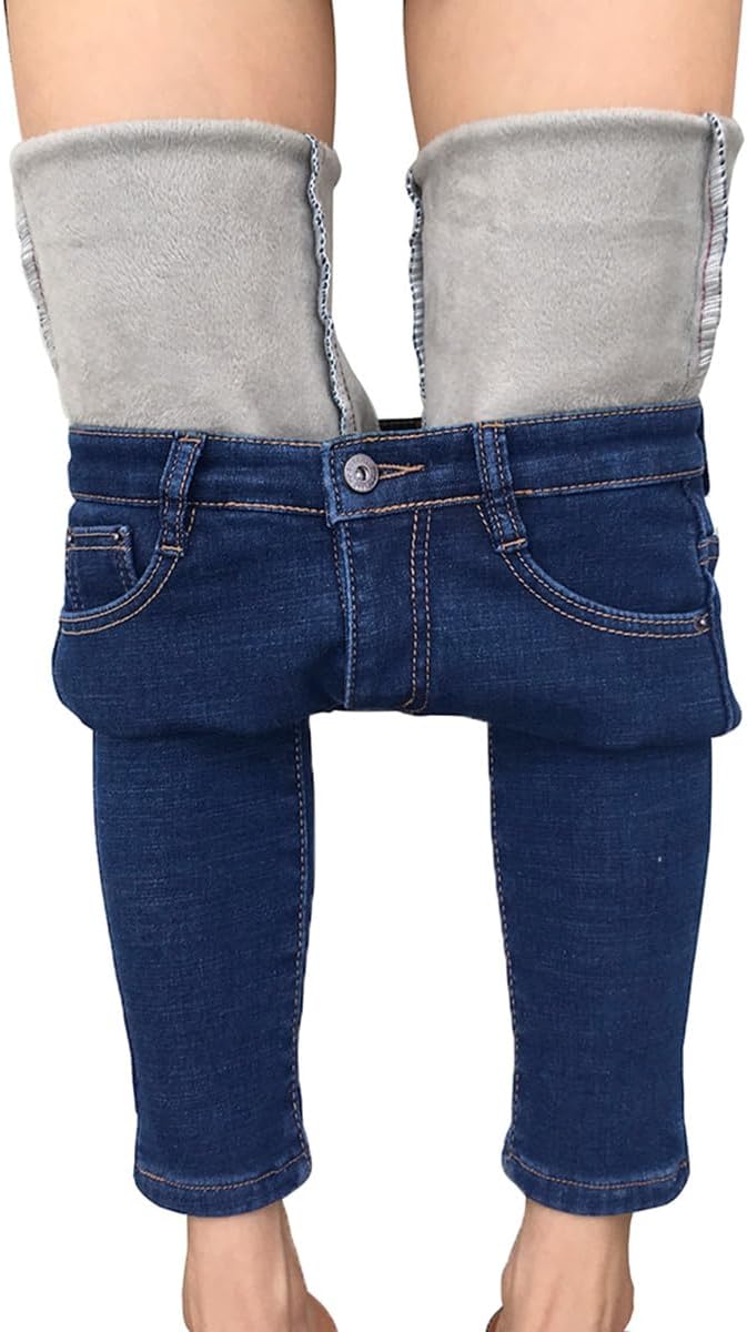 Fleece Lined Winter Jeans for Women - Thermal Thick Denim Pants