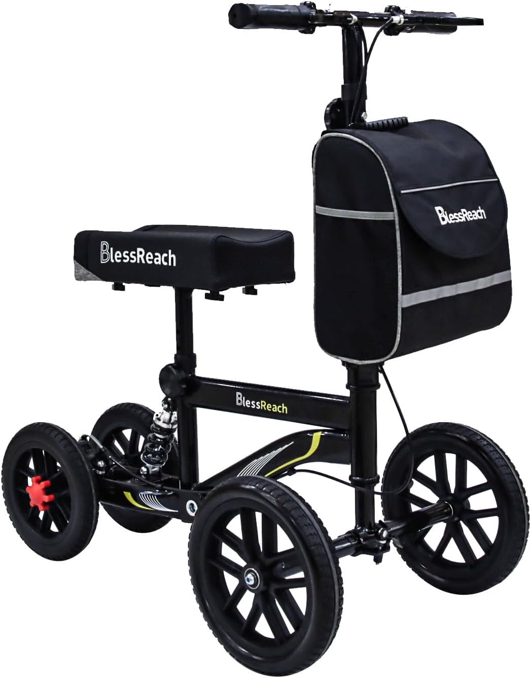 All Terrain Steerable Knee Scooter for Foot Recovery in Black