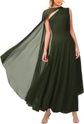 Lrady Women's Elegant Evening Gowns One Shoulder Maxi Dress - Flowing