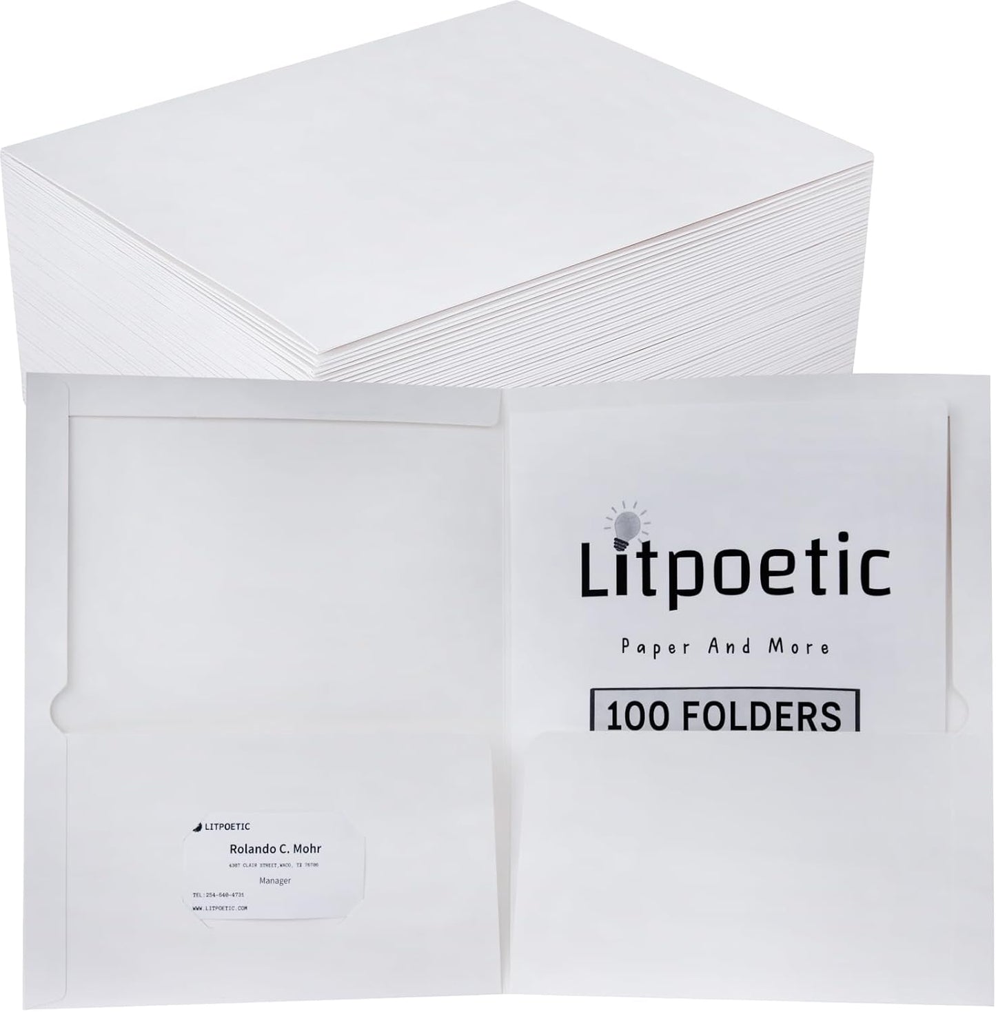 Two-Pocket Folders for School and Office Use - 100 Pack