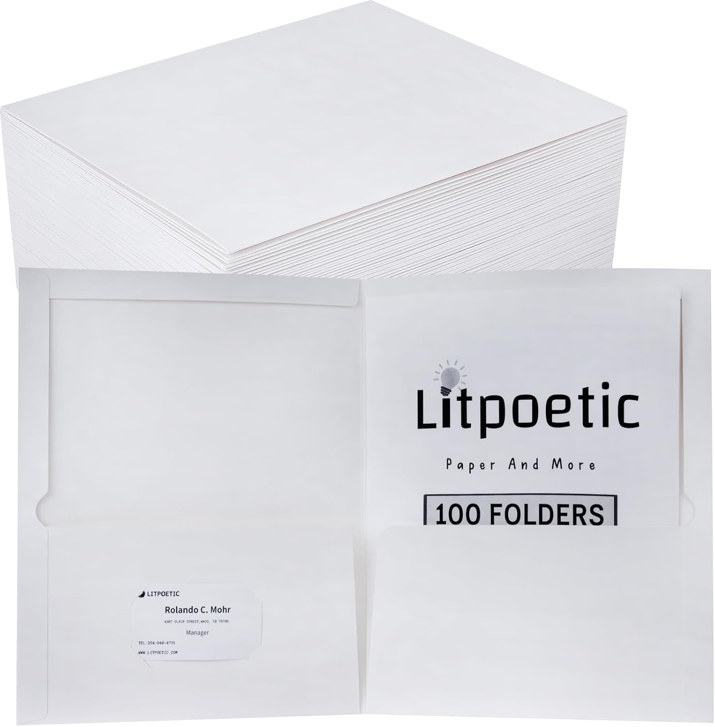 Two-Pocket Folders for School and Office Use - 100 Pack