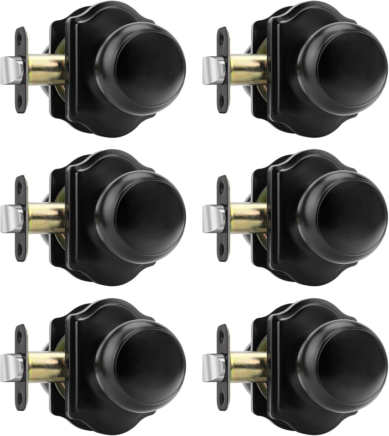 Haidms Black Closet Door Knobs for Interior Doors - 6 Pack