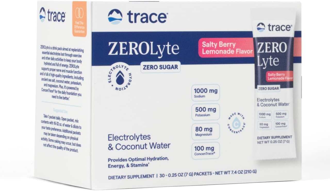 Trace Minerals ZeroLyte Drink Mix Powder for Hydration & Energy