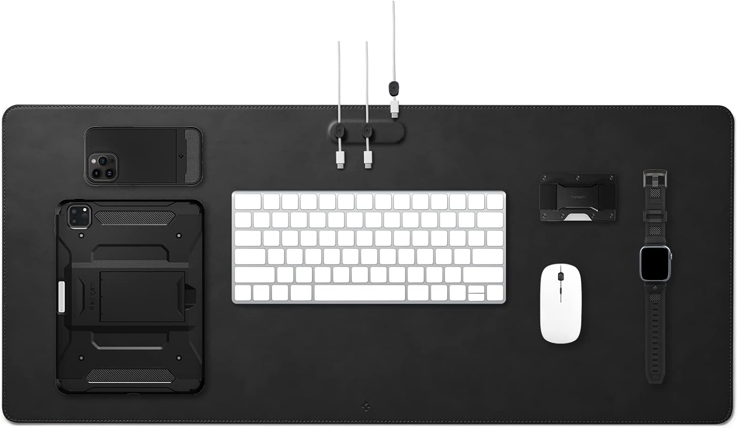 Spigen Desk Pad: Cable Management, Non-slip Base, Waterproof - Black