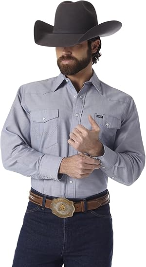Wrangler Men's Cowboy Cut Western Long Sleeve Snap Work Shirt