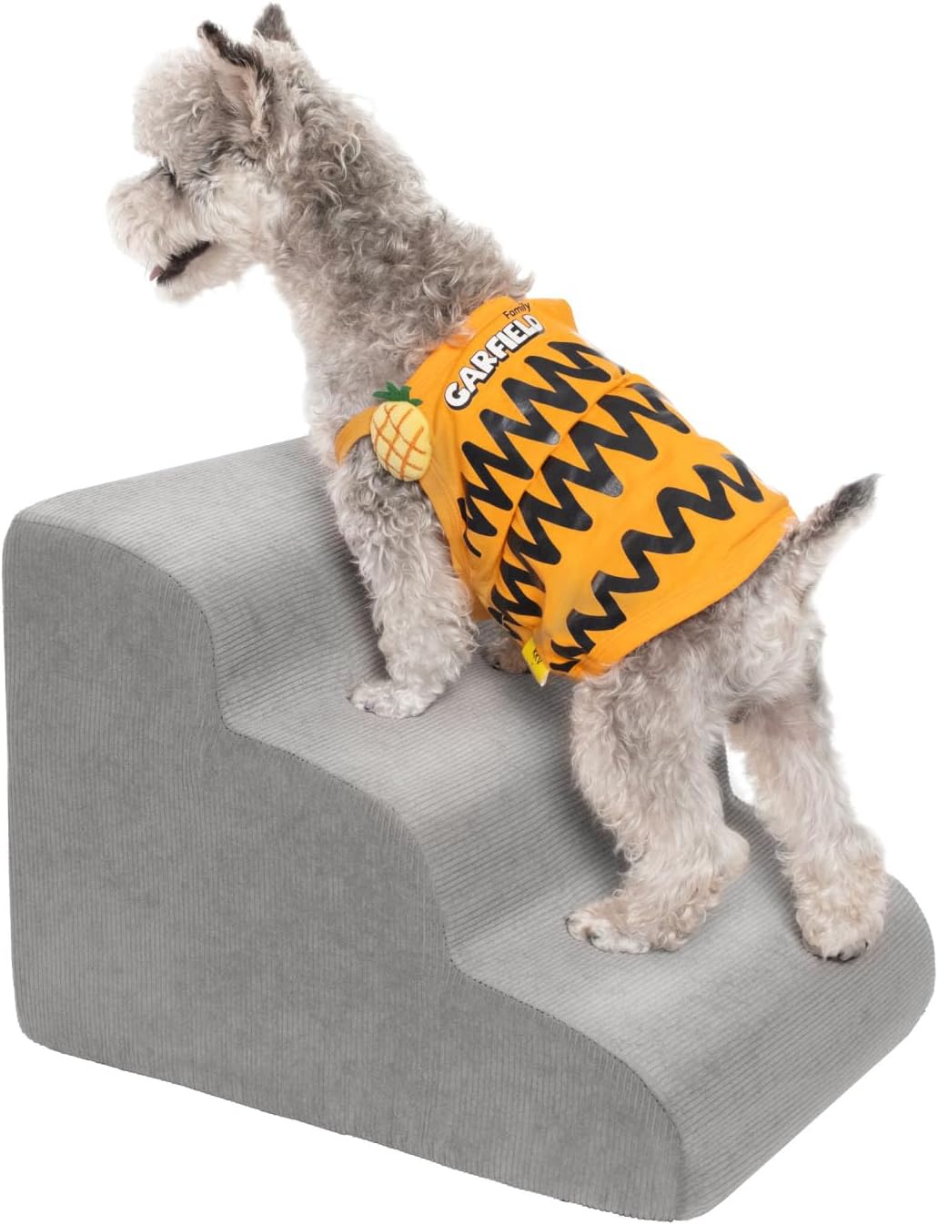 MEWANG Dog Stairs for Small Dogs & Cats - 3 Steps Grey Ramp