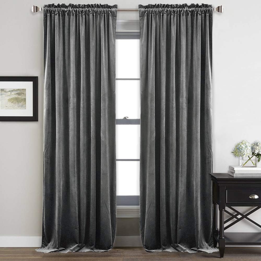 StangH Velvet Curtains 108 inches Long - Heavy-Duty Blackout Drapes