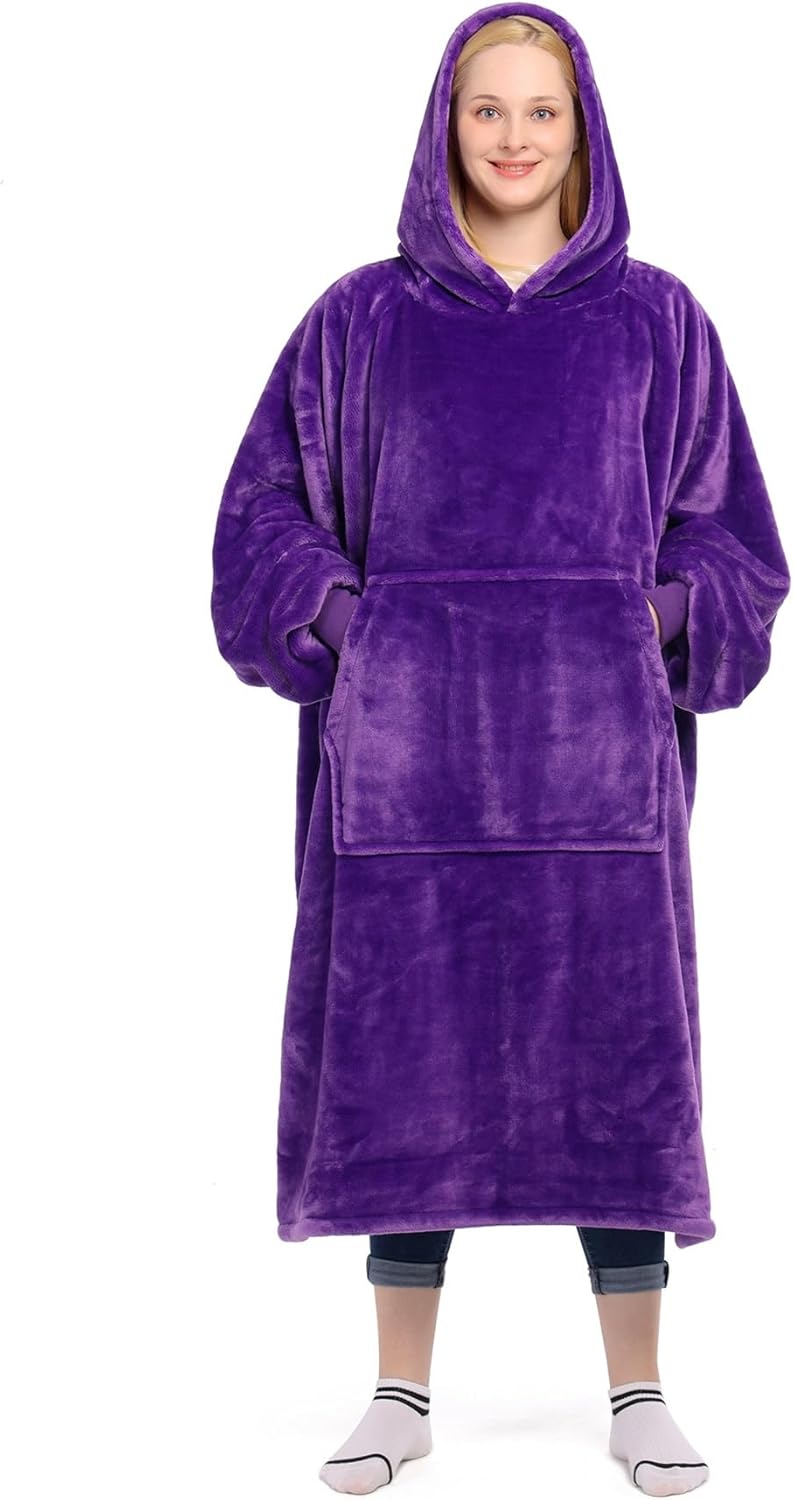 Warm & Cozy Wearable Blanket Hoodie - Dark Purple