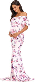 Glampunch Off Shoulder Maternity Dress Ruffles Fit Maxi - Elegant Make