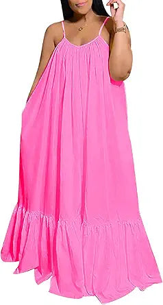 Adogirl Women's Sexy Spaghetti Strap Maxi Dress for Summer Fun