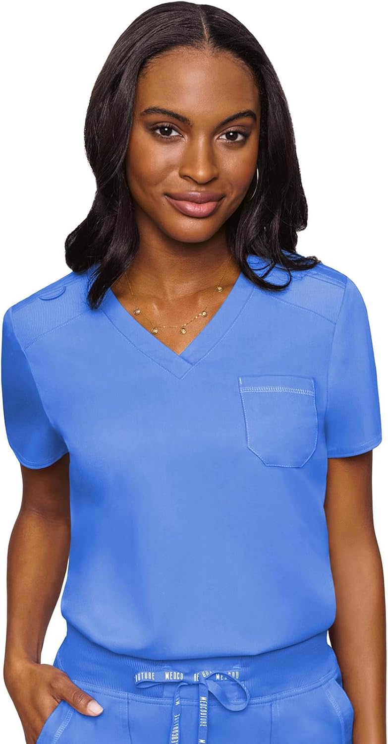 Med Couture Women's V-Neck Scrub Top for Comfort and Style