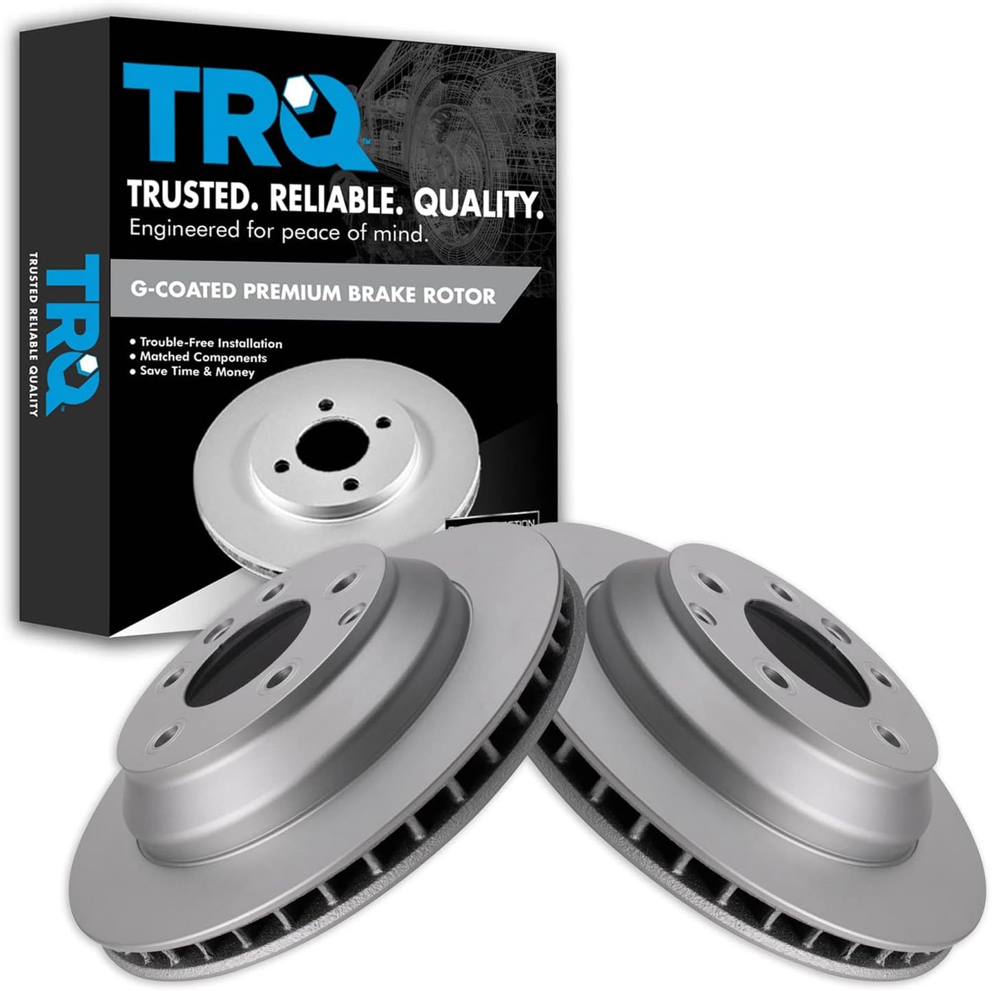 TRQ Rear Brake Rotors Set for Audi Q7, Porsche Cayenne, Touareg