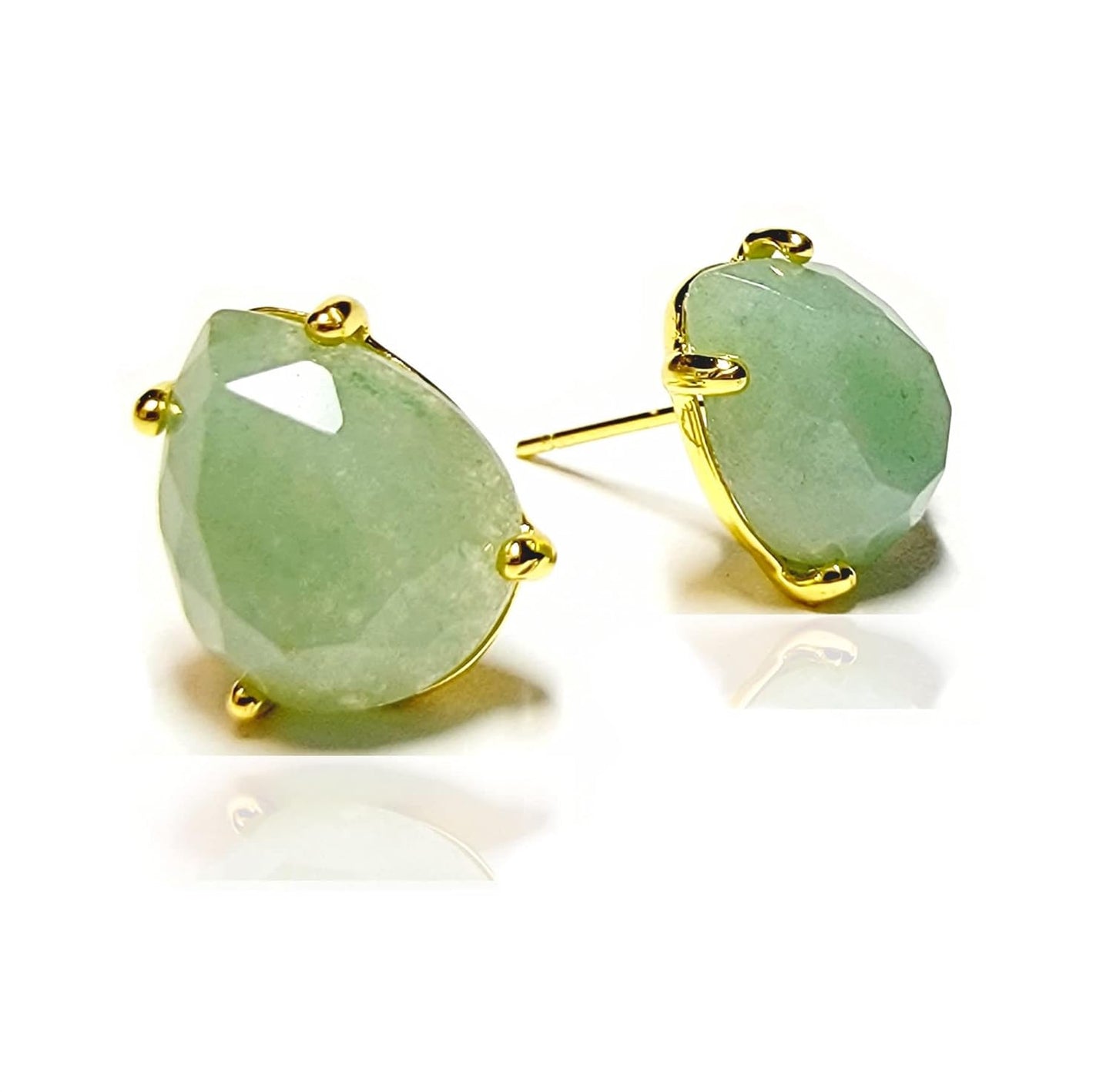 Handmade Green Jade Studs - USA Crafted
