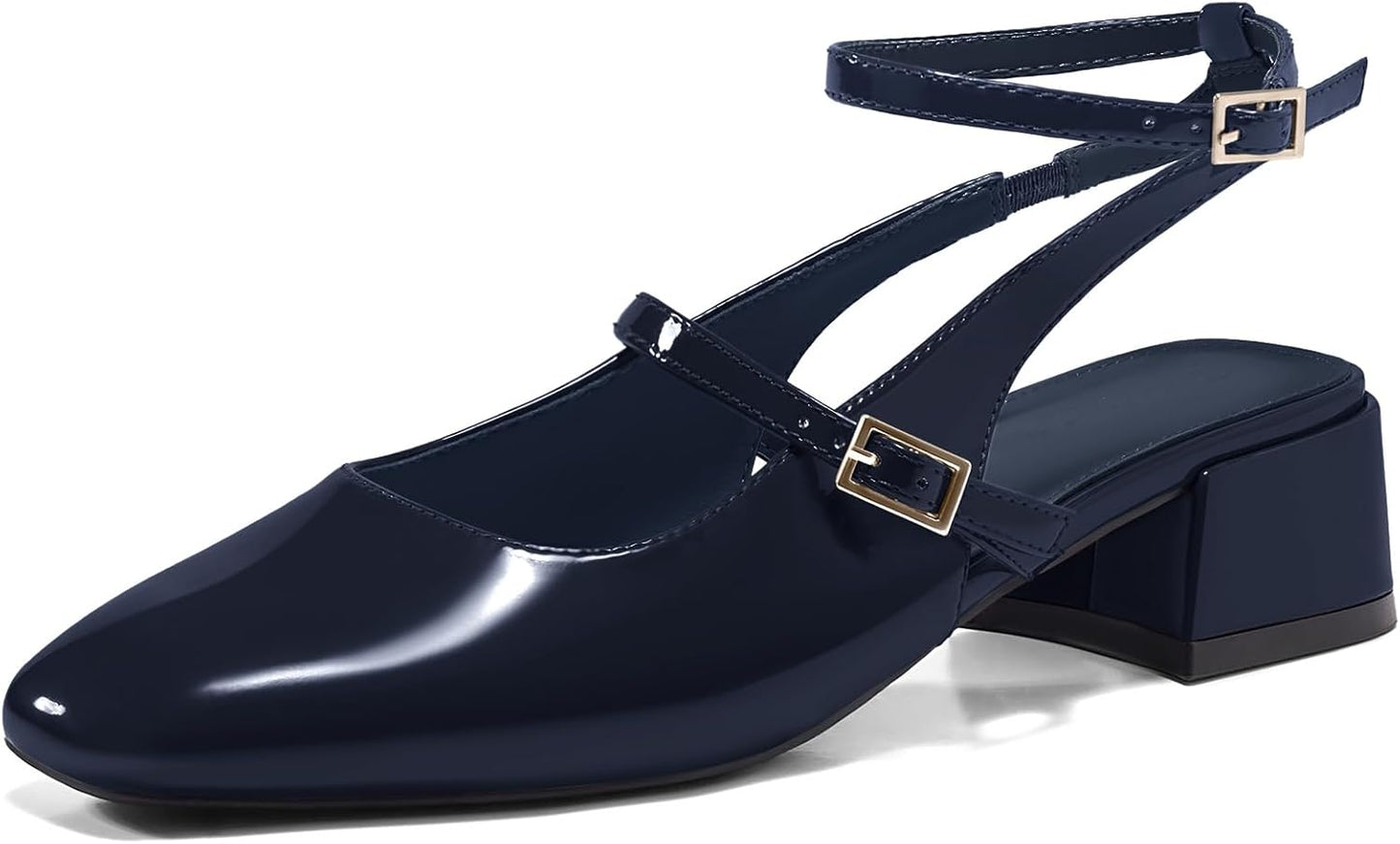 Coutgo Womens Mary Jane Chunky Low Heels for Stylish Comfort