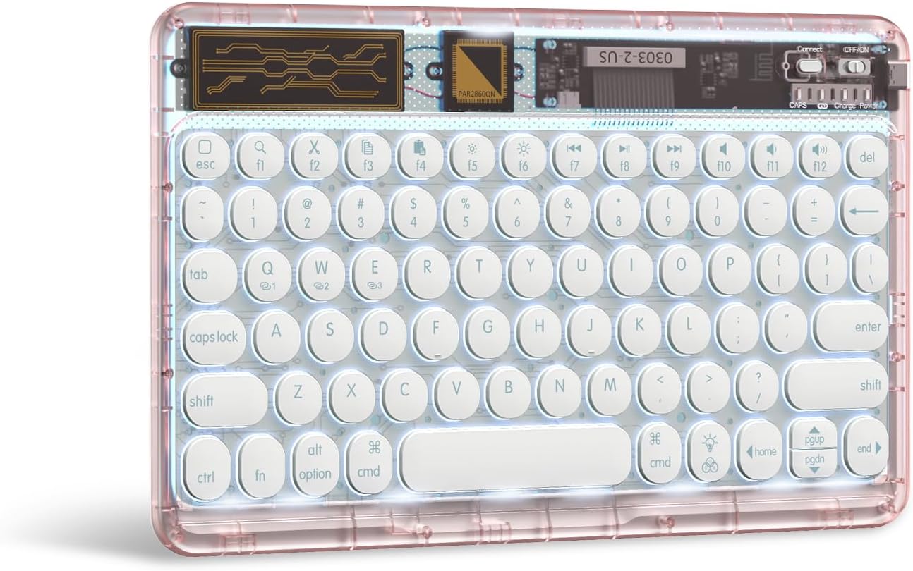 OMOTON Pink Bluetooth Keyboard - Multi-Device Compatibility