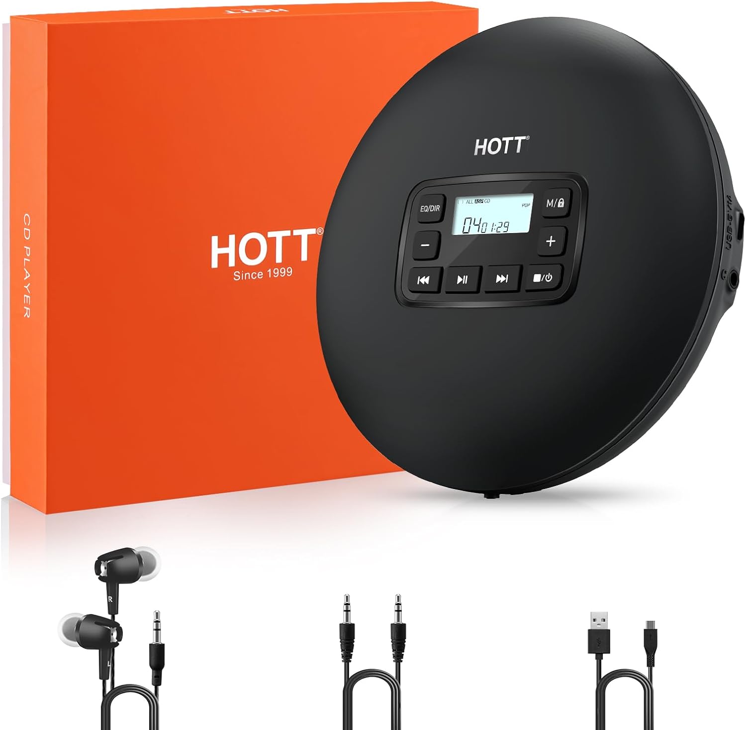 HOTT C204 Portable CD Player with Anti-Skip Protection Features