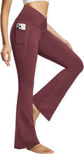 Women's V Crossover Flare Leggings with Pockets - High Waist Bell