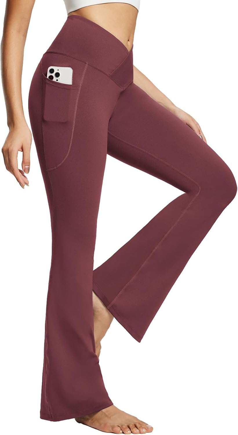Baleaf Women's V Crossover Flare Leggings with Pockets Review
