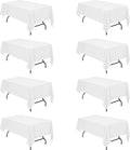 BRILLMAX 8 Pack White Tablecloths for 6 ft Rectangle Tables - Reusable