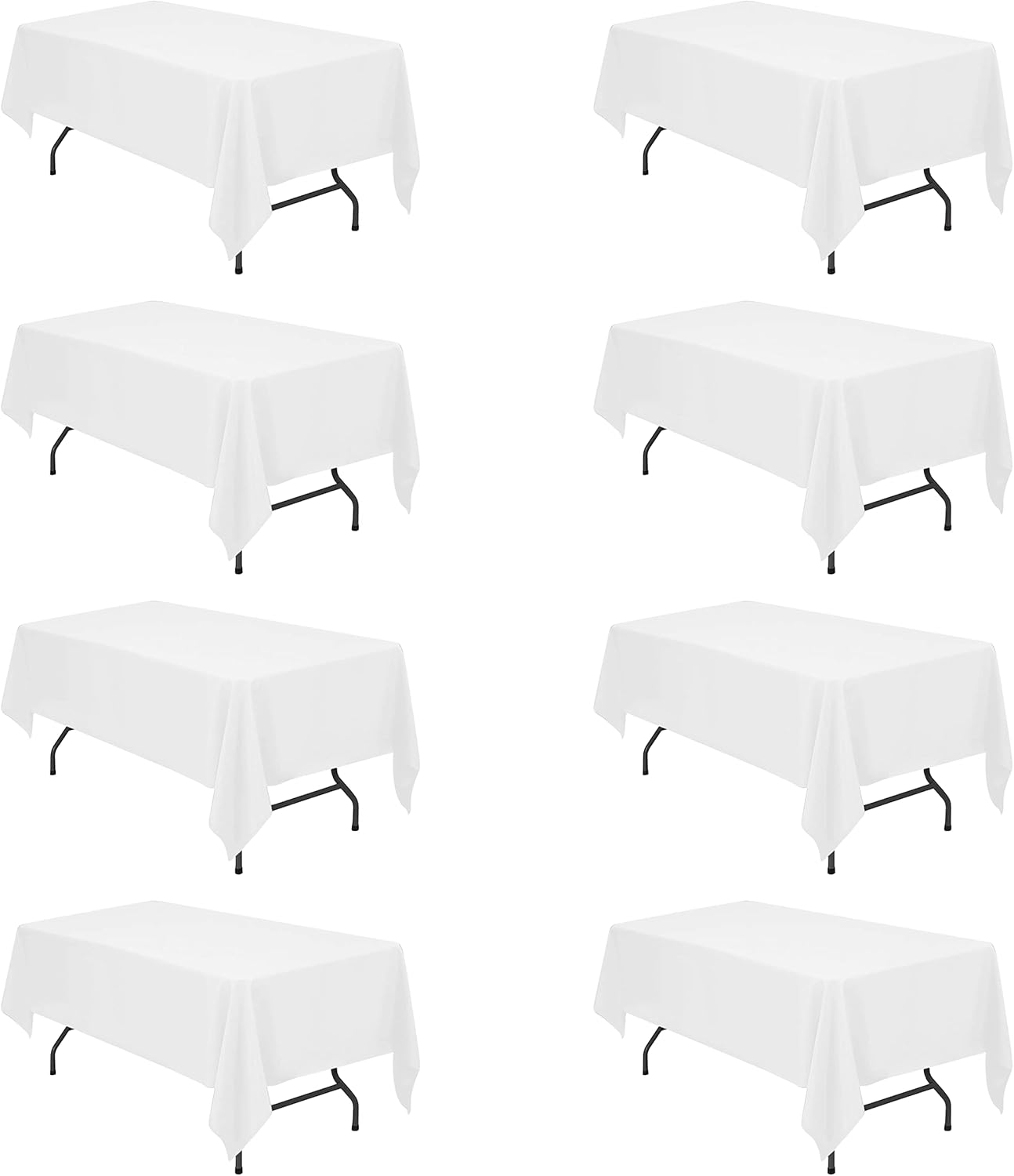 BRILLMAX 8 Pack White Tablecloths for 6 Foot Rectangle Tables